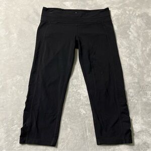 Athleta Womens Leggings Size Medium Cropped 18" Black Gathered At Leg